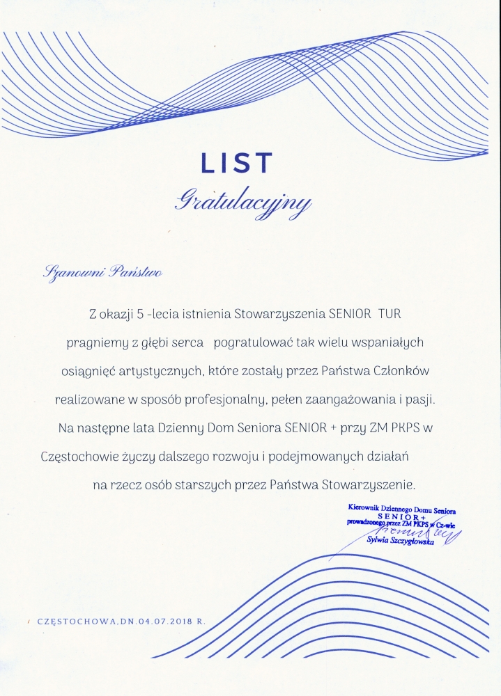 list gratulacyjny